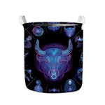 Taurus And Astrological Signs Print Collapsible Laundry Basket
