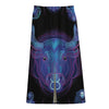 Taurus And Astrological Signs Print Cotton Front Slit Maxi Skirt