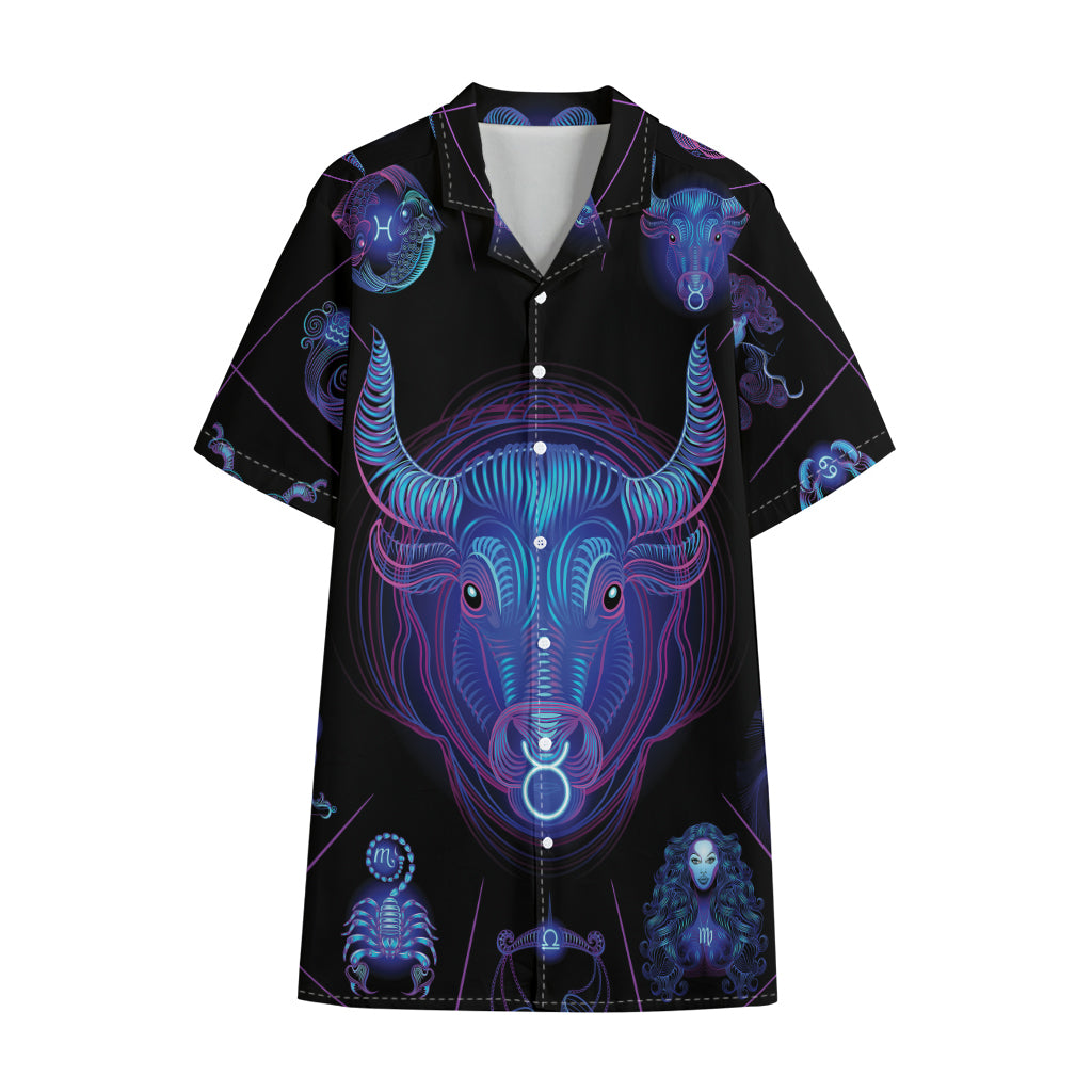 Taurus And Astrological Signs Print Cotton Hawaiian Shirt