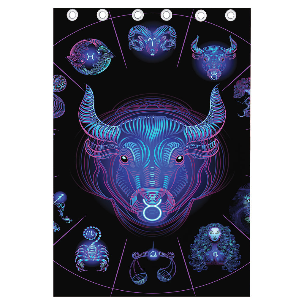 Taurus And Astrological Signs Print Curtain