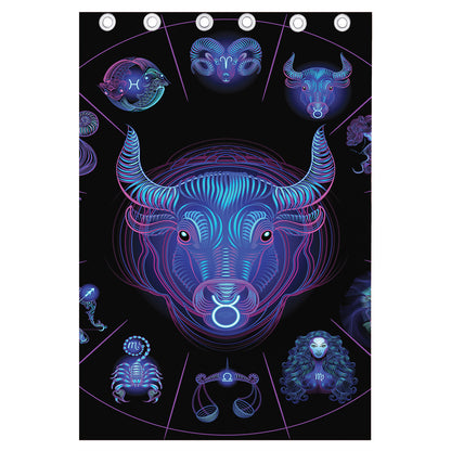 Taurus And Astrological Signs Print Curtain