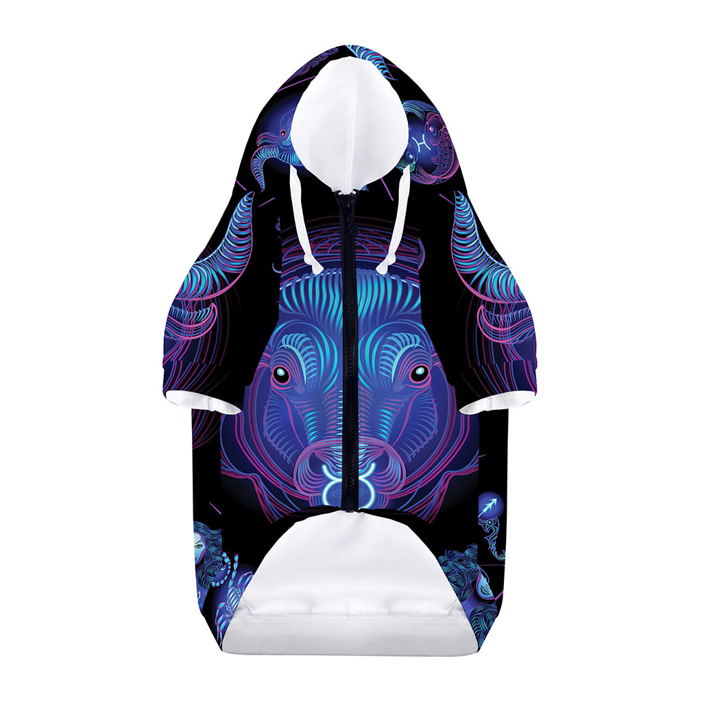 Taurus And Astrological Signs Print Dog Zip Up Hoodie
