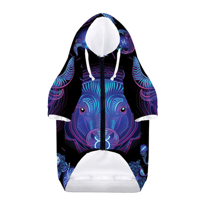 Taurus And Astrological Signs Print Dog Zip Up Hoodie