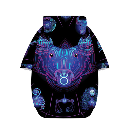 Taurus And Astrological Signs Print Dog Zip Up Hoodie