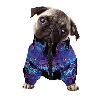 Taurus And Astrological Signs Print Dog Zip Up Jacket