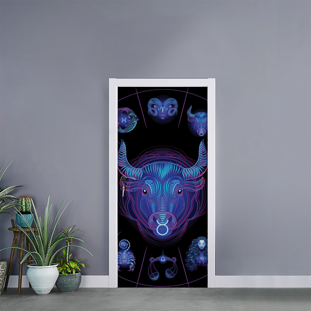 Taurus And Astrological Signs Print Door Sticker