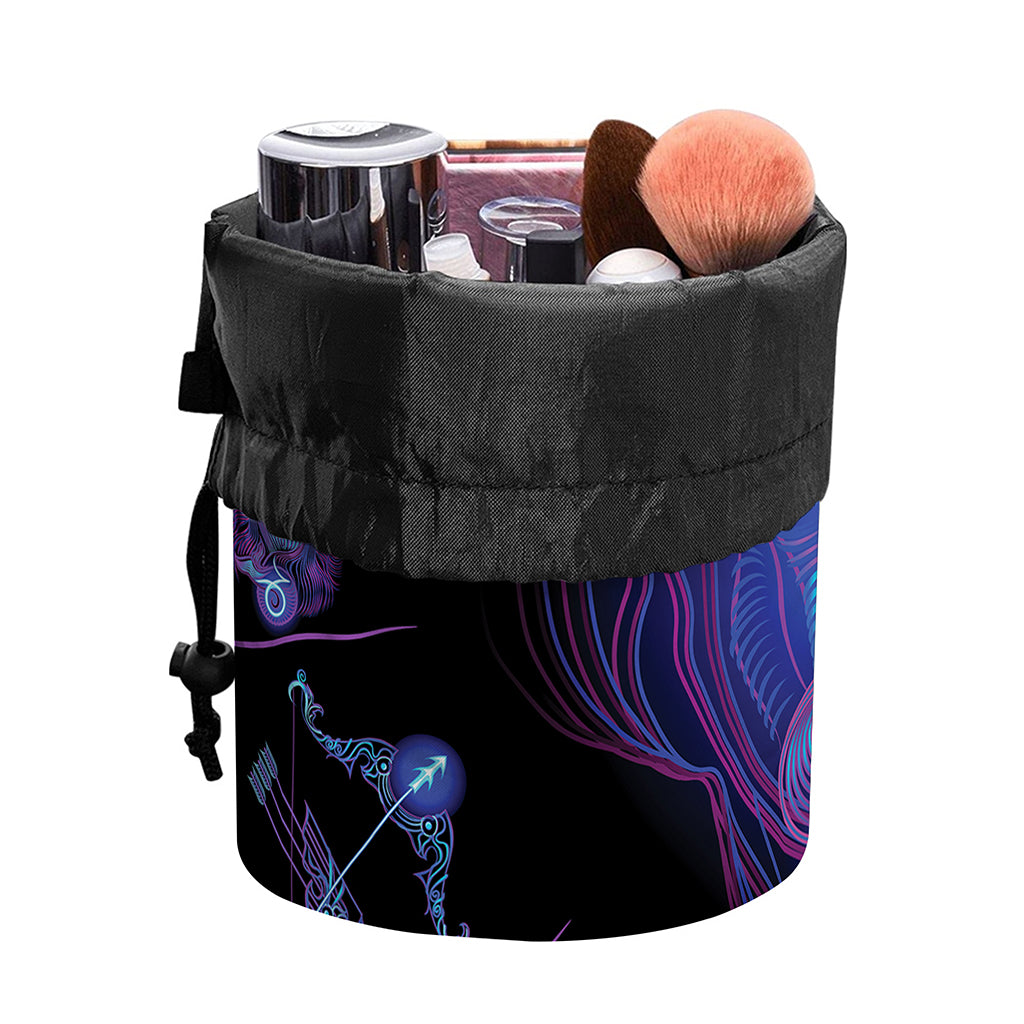 Taurus And Astrological Signs Print Drawstring Makeup Bag