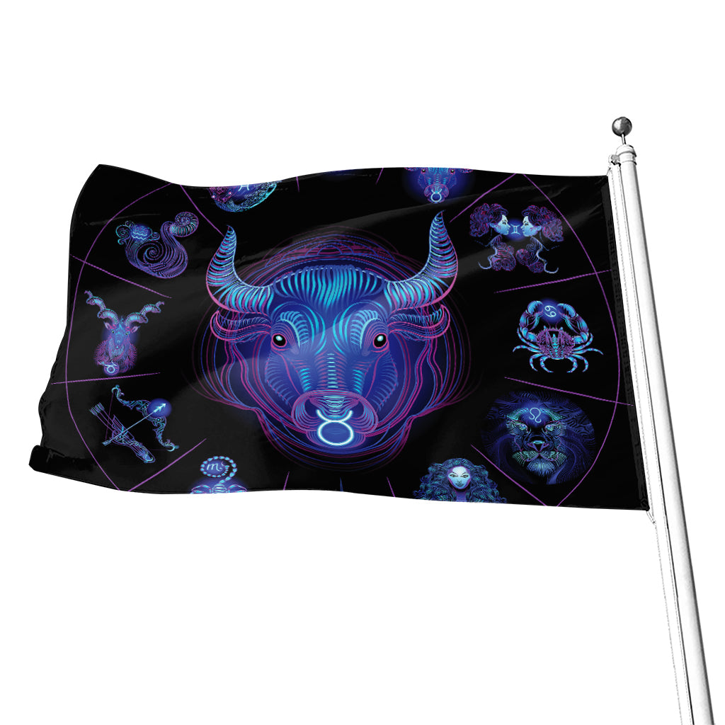 Taurus And Astrological Signs Print Flag
