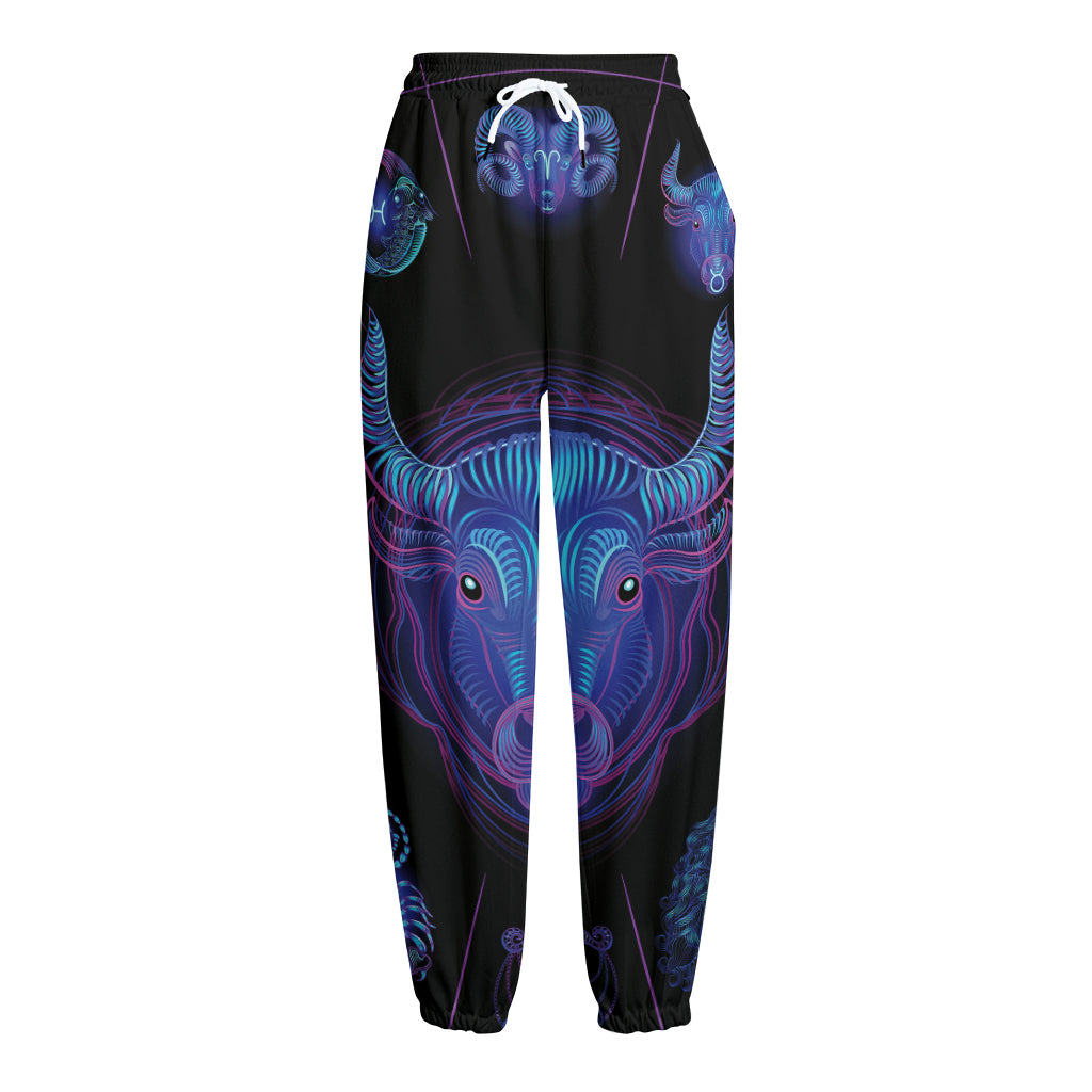 Taurus And Astrological Signs Print Fleece Lined Knit Pants