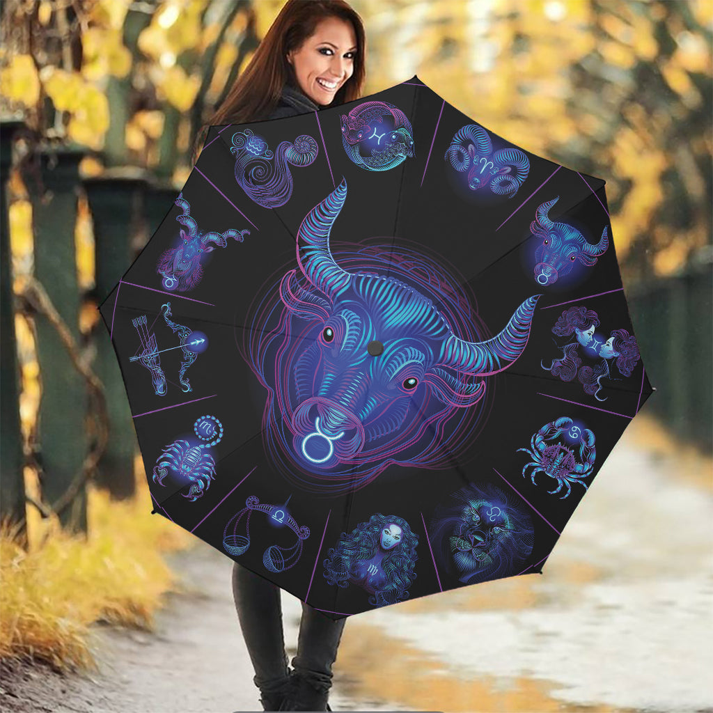 Taurus And Astrological Signs Print Foldable Umbrella