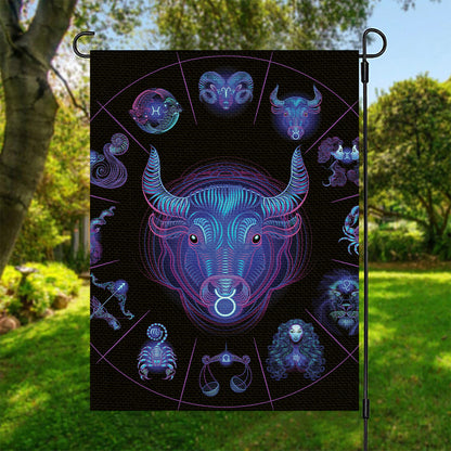 Taurus And Astrological Signs Print Garden Flag