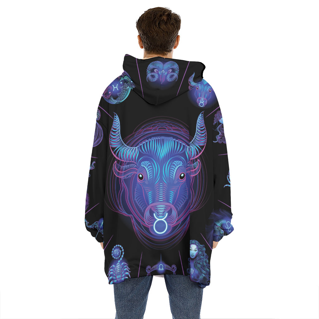 Taurus And Astrological Signs Print Hoodie Blanket