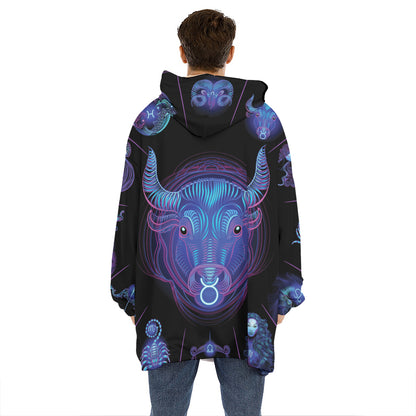 Taurus And Astrological Signs Print Hoodie Blanket