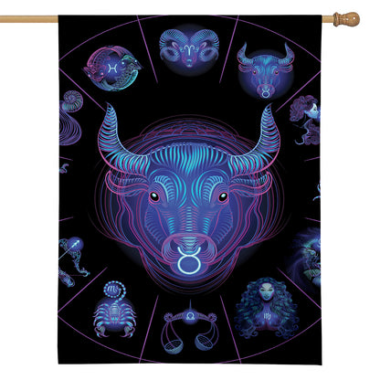Taurus And Astrological Signs Print House Flag
