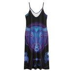 Taurus And Astrological Signs Print Jersey Midi Cami Dress