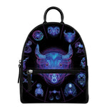 Taurus And Astrological Signs Print Leather Backpack
