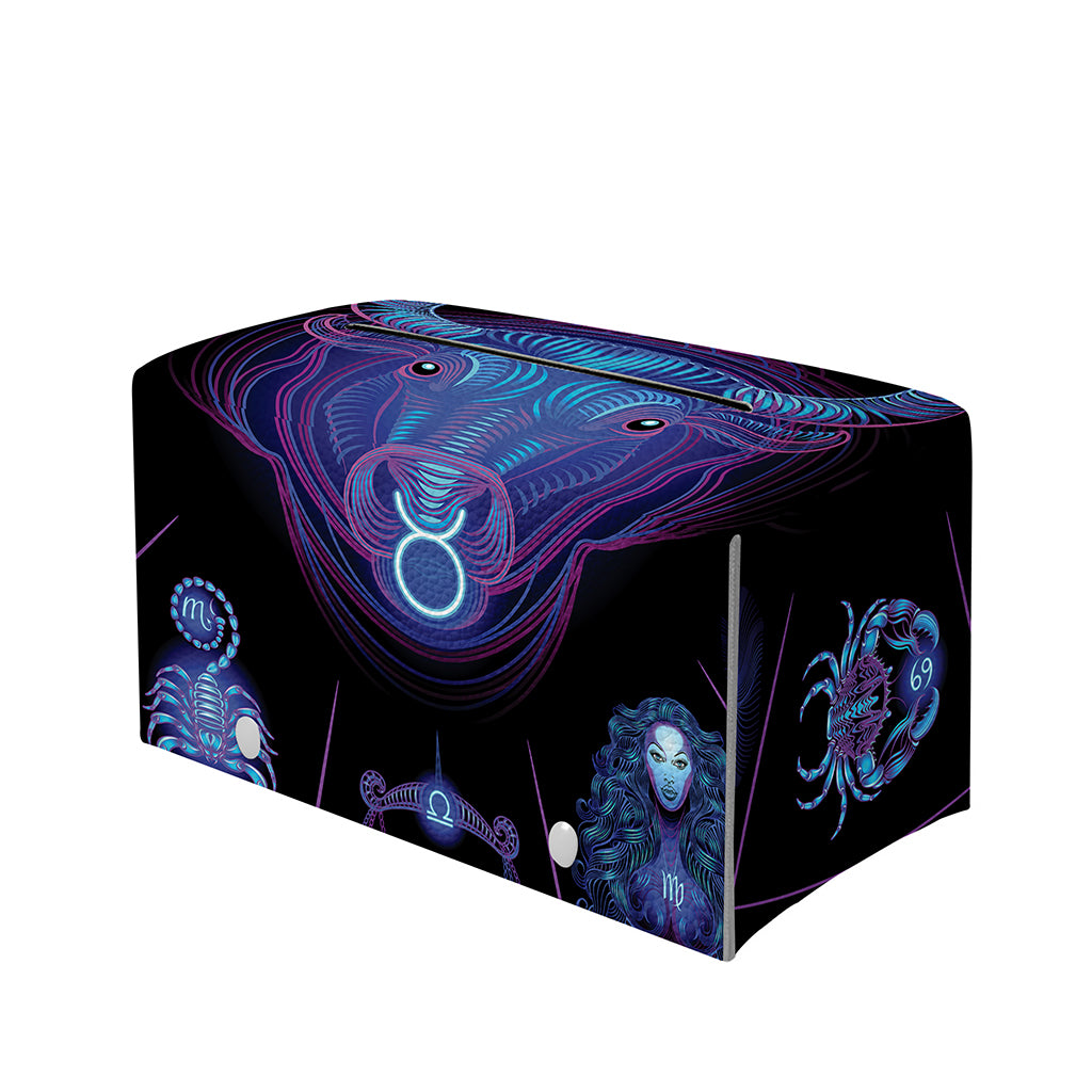 Taurus And Astrological Signs Print Leather Tissue Box Cover
