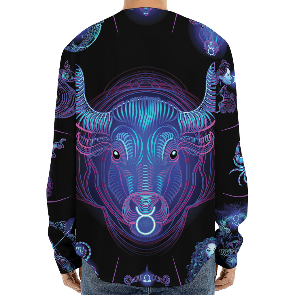 Taurus And Astrological Signs Print Long Sleeve Baseball Jersey