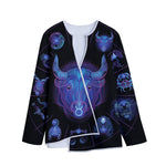 Taurus And Astrological Signs Print Long Sleeve Short Coat