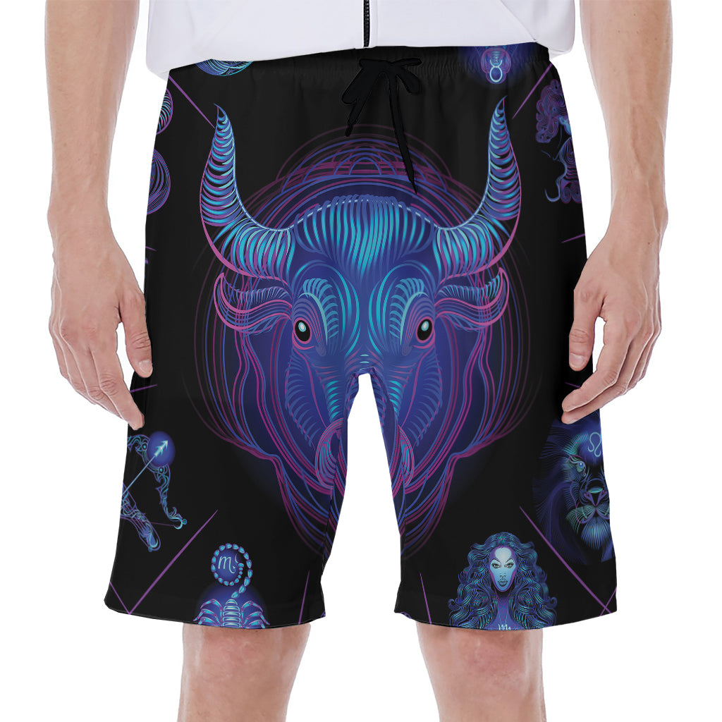 Taurus And Astrological Signs Print Men's Beach Shorts