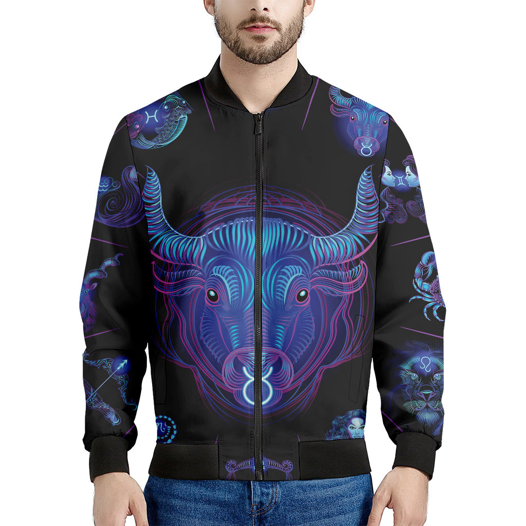 Taurus And Astrological Signs Print Men's Bomber Jacket