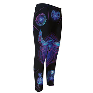 Taurus And Astrological Signs Print Men's Compression Pants