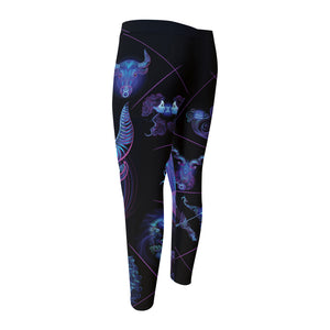 Taurus And Astrological Signs Print Men's Compression Pants