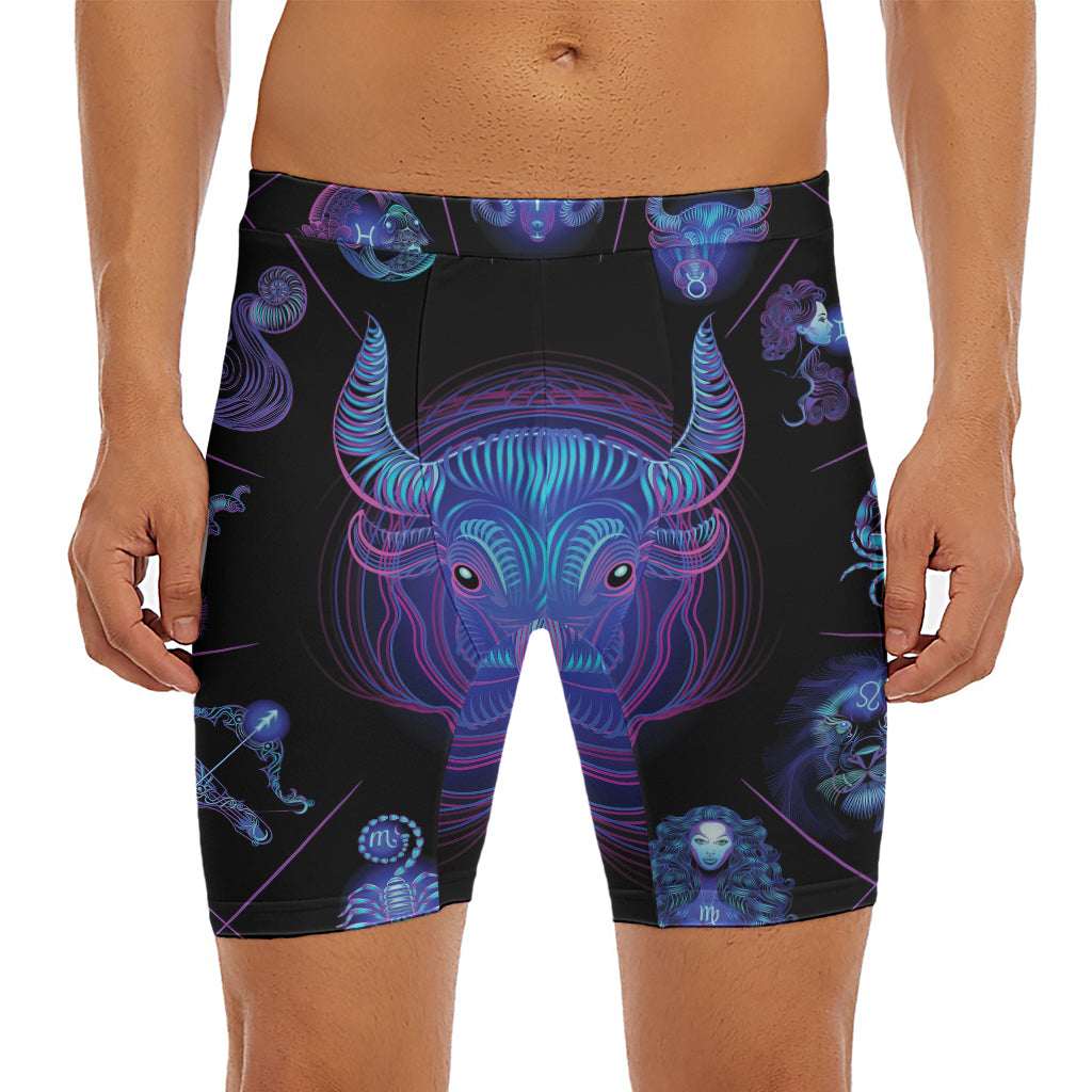 Taurus And Astrological Signs Print Men's Long Boxer Briefs