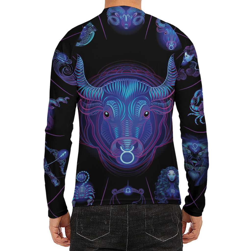 Taurus And Astrological Signs Print Men's Long Sleeve Rash Guard