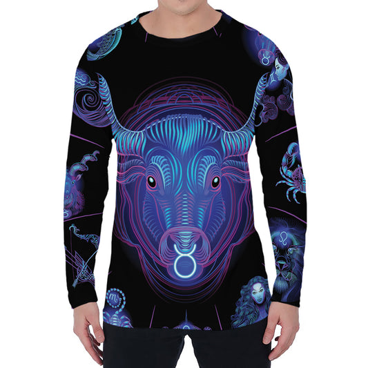 Taurus And Astrological Signs Print Men's Long Sleeve T-Shirt