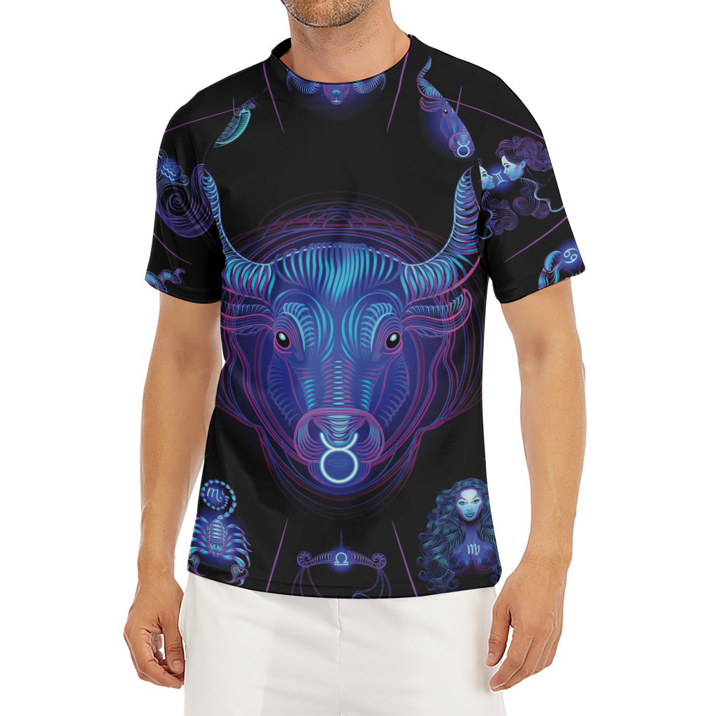 Taurus And Astrological Signs Print Men's Short Sleeve Rash Guard