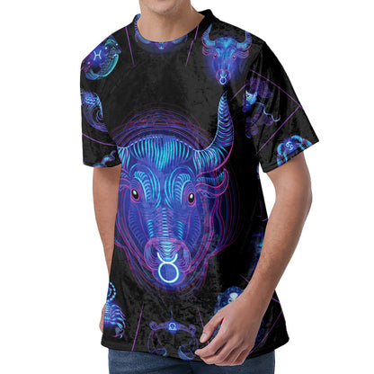 Taurus And Astrological Signs Print Men's Velvet T-Shirt