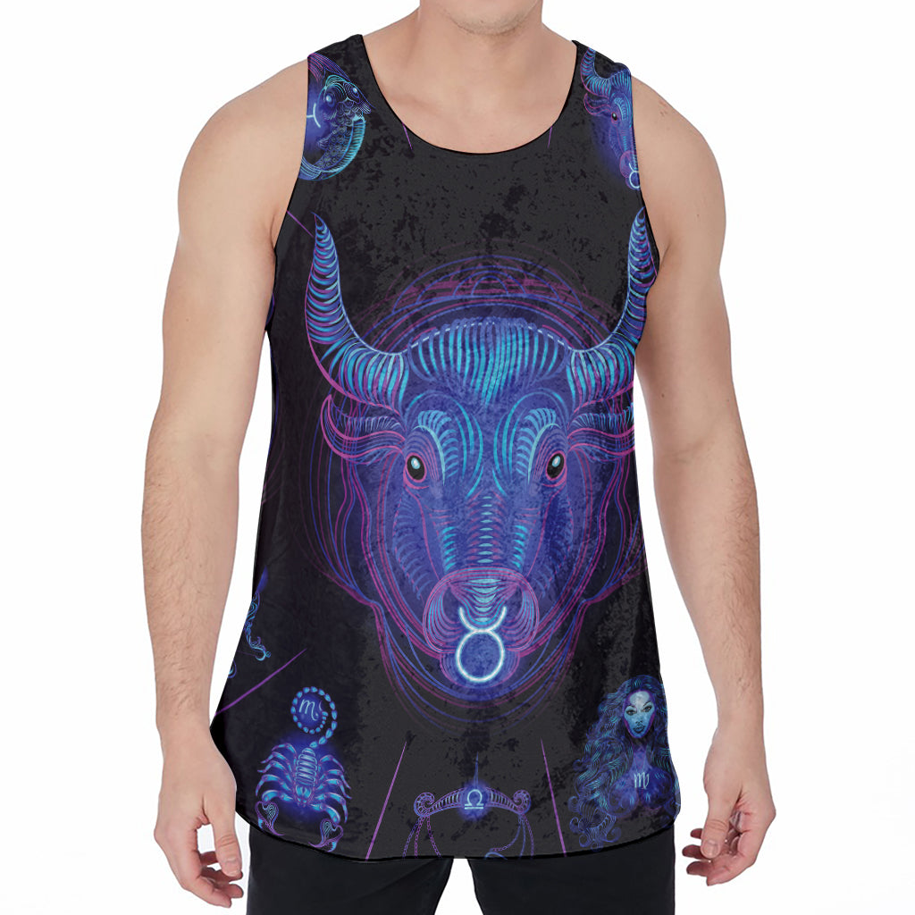 Taurus And Astrological Signs Print Men's Velvet Tank Top