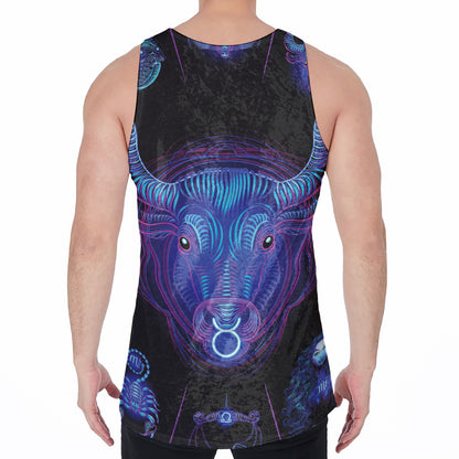 Taurus And Astrological Signs Print Men's Velvet Tank Top