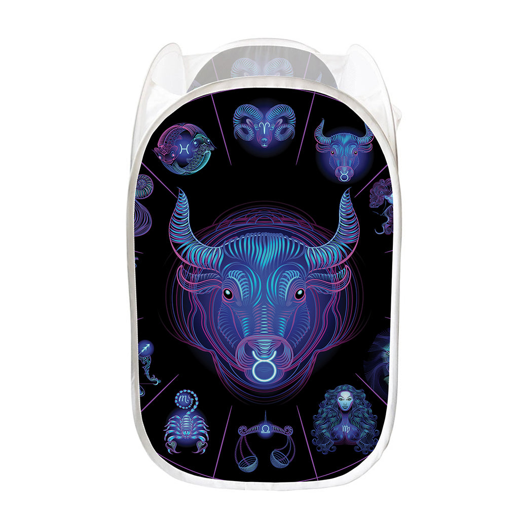 Taurus And Astrological Signs Print Mesh Laundry Hamper