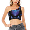 Taurus And Astrological Signs Print One Shoulder Crop Top