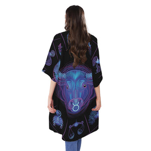 Taurus And Astrological Signs Print Open Front Beach Cover Up