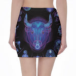 Taurus And Astrological Signs Print Pencil Mini Skirt