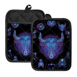 Taurus And Astrological Signs Print Pot Holders With Pocket