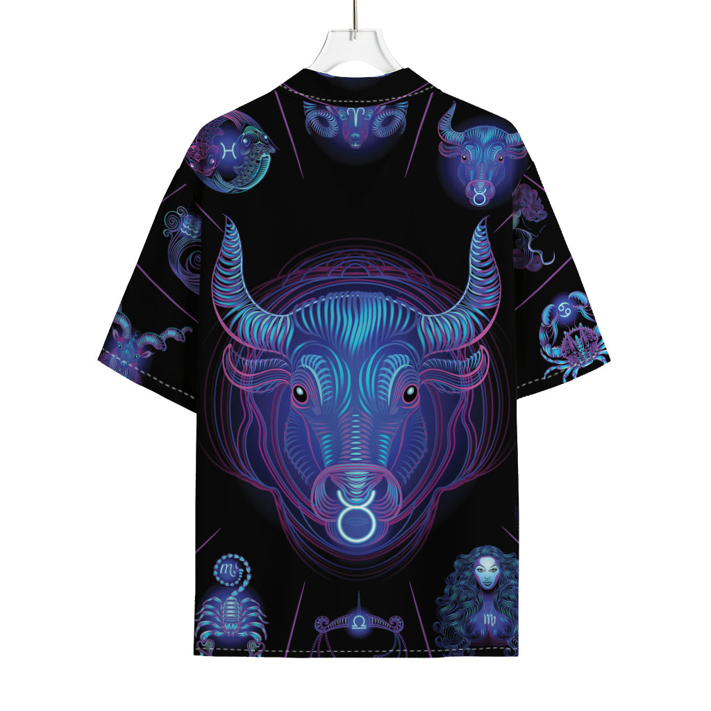 Taurus And Astrological Signs Print Rayon Hawaiian Shirt