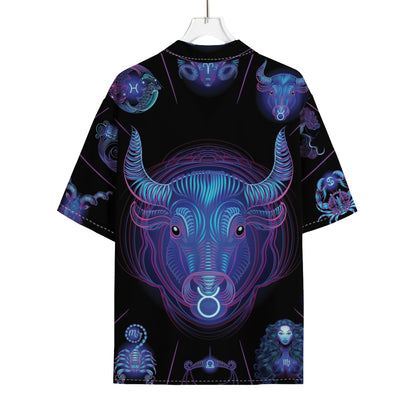 Taurus And Astrological Signs Print Rayon Hawaiian Shirt