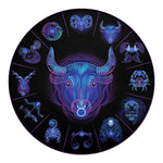 Taurus And Astrological Signs Print Round Blanket
