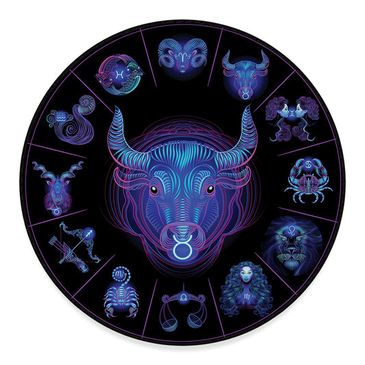 Taurus And Astrological Signs Print Round Floor Mat