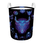 Taurus And Astrological Signs Print Round Laundry Basket