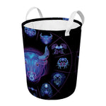 Taurus And Astrological Signs Print Round Laundry Basket