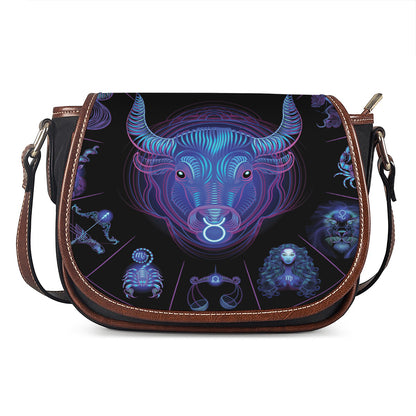 Taurus And Astrological Signs Print Saddle Bag