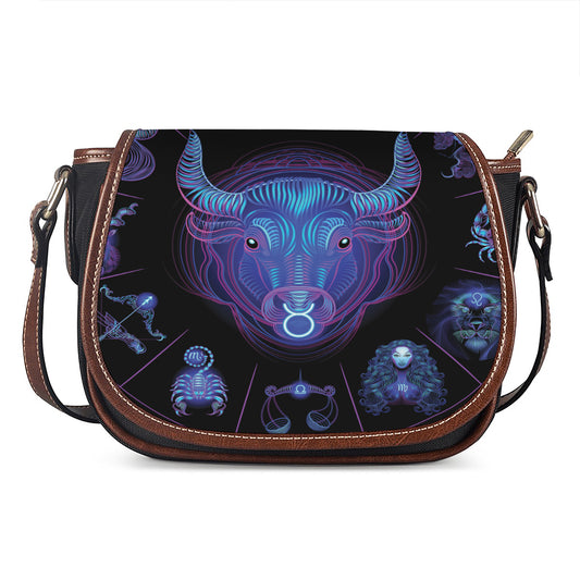 Taurus And Astrological Signs Print Saddle Bag