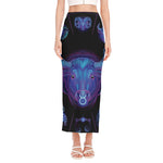 Taurus And Astrological Signs Print Side Slit Maxi Skirt