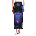 Taurus And Astrological Signs Print Side Slit Maxi Skirt