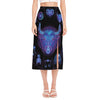 Taurus And Astrological Signs Print Side Slit Midi Skirt